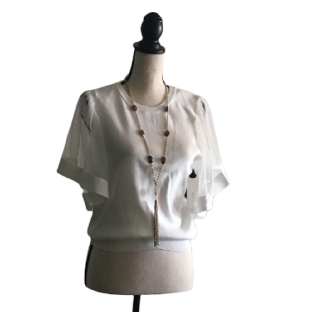 Knit Top With Transparent Bell Sleeves L (Juniors)